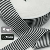 5 Meters Waistband Elastic Striped White/Black 50mm - ACCESSOIRES LEDUC BV